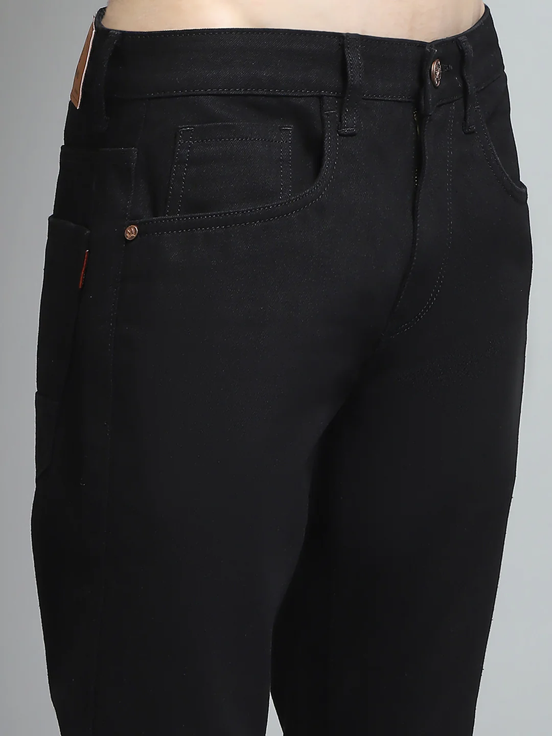 Men Black Solid Narrow Fit Denim - Image 6