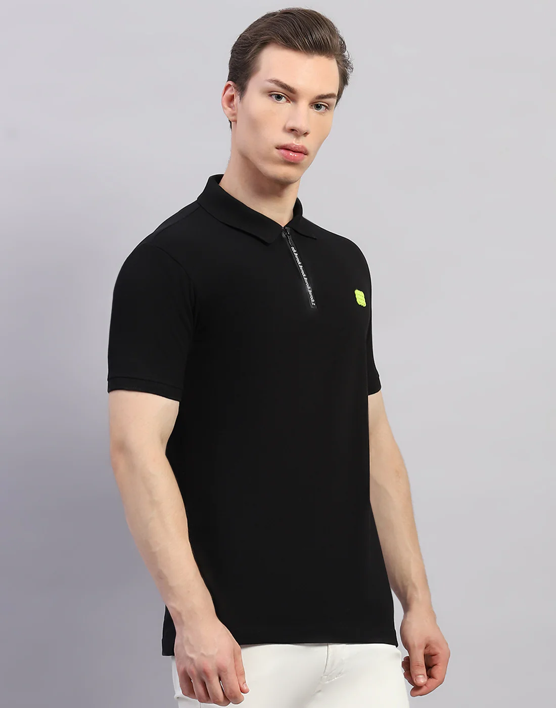 Rock.it Men Black Solid Polo Collar Half Sleeve T-Shirt - Image 4