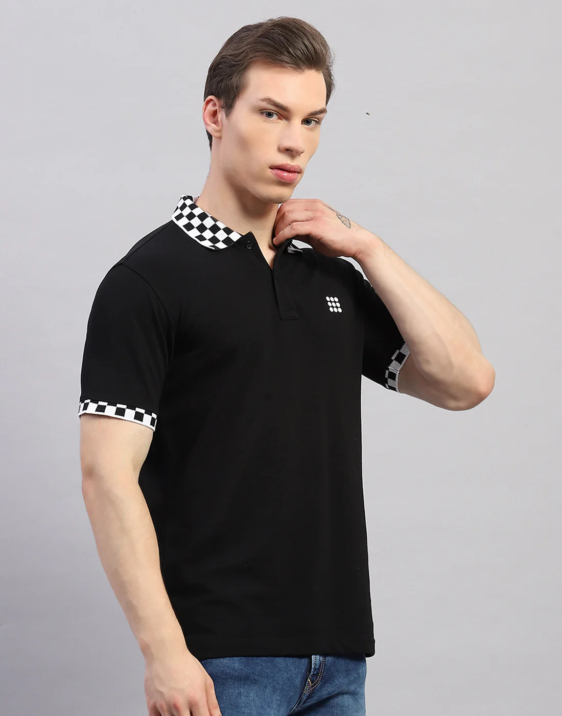 Rock.it Men Black Solid Polo Collar Half Sleeve T-Shirt - Image 4