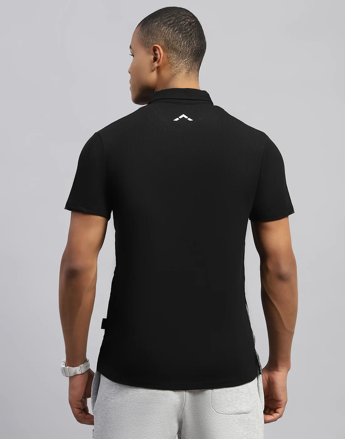 Rock.it Men Black Solid Polo Collar Half Sleeve T-Shirt - Image 5