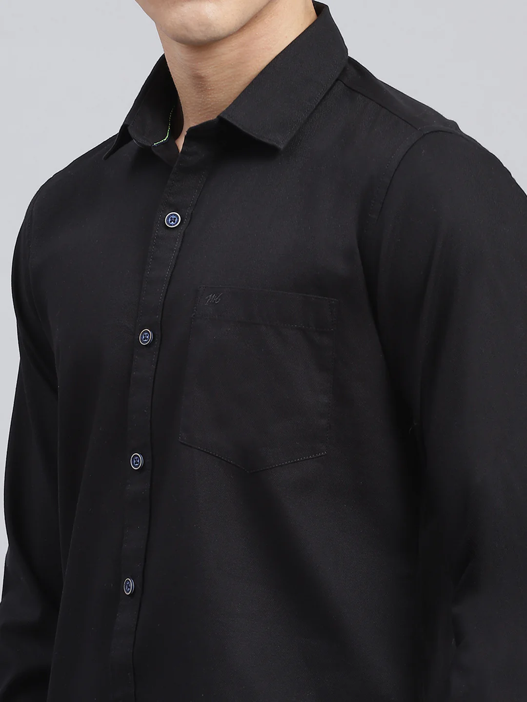 Men Black Solid Pure Cotton Shirt - Image 6
