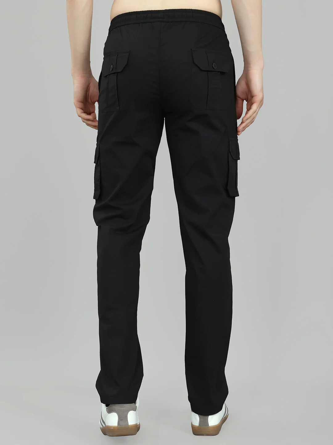 Men Black Solid Regular Fit Cargo Lower - Image 5