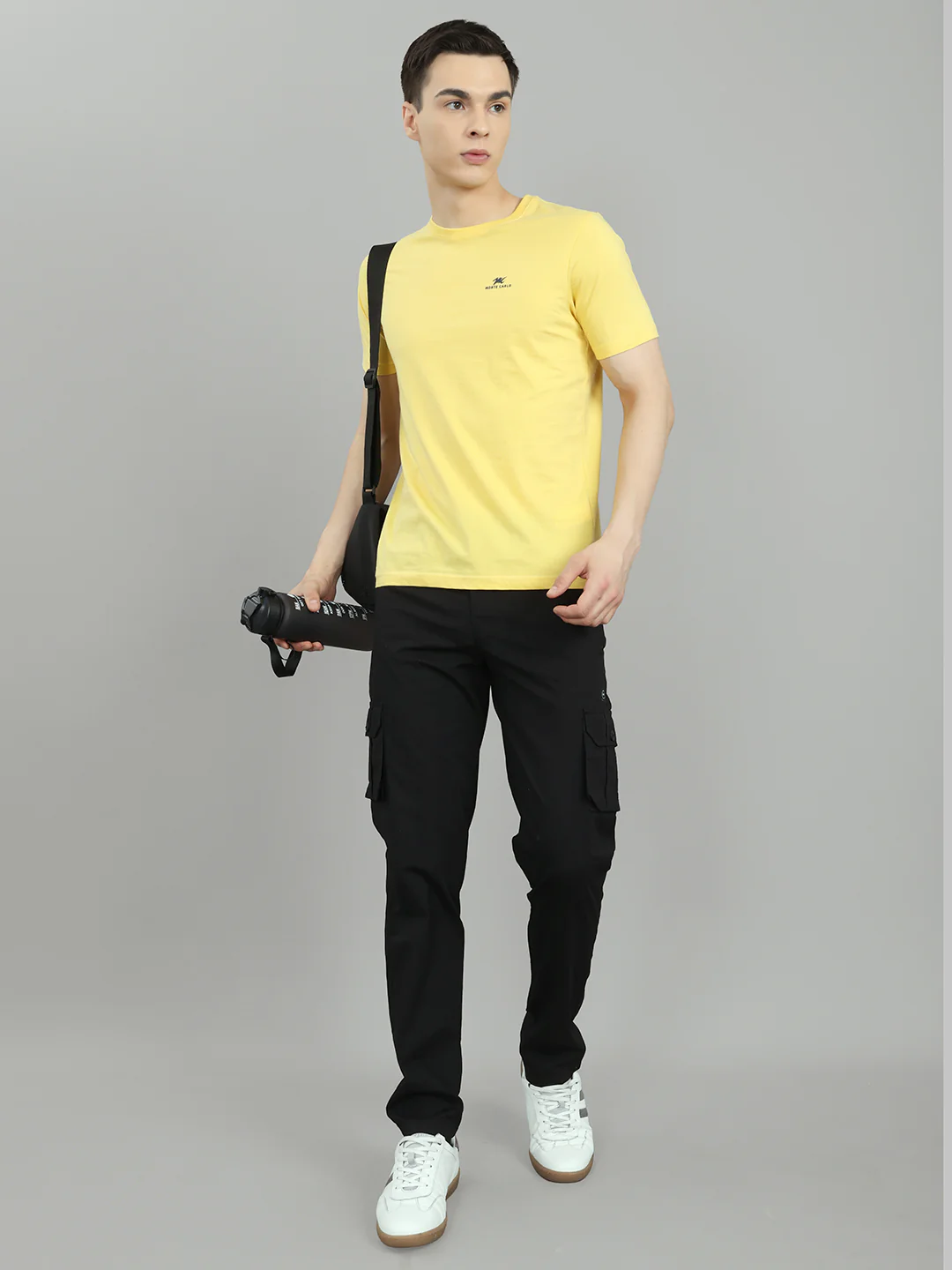 Men Black Solid Regular Fit Cargo Lower - Image 6
