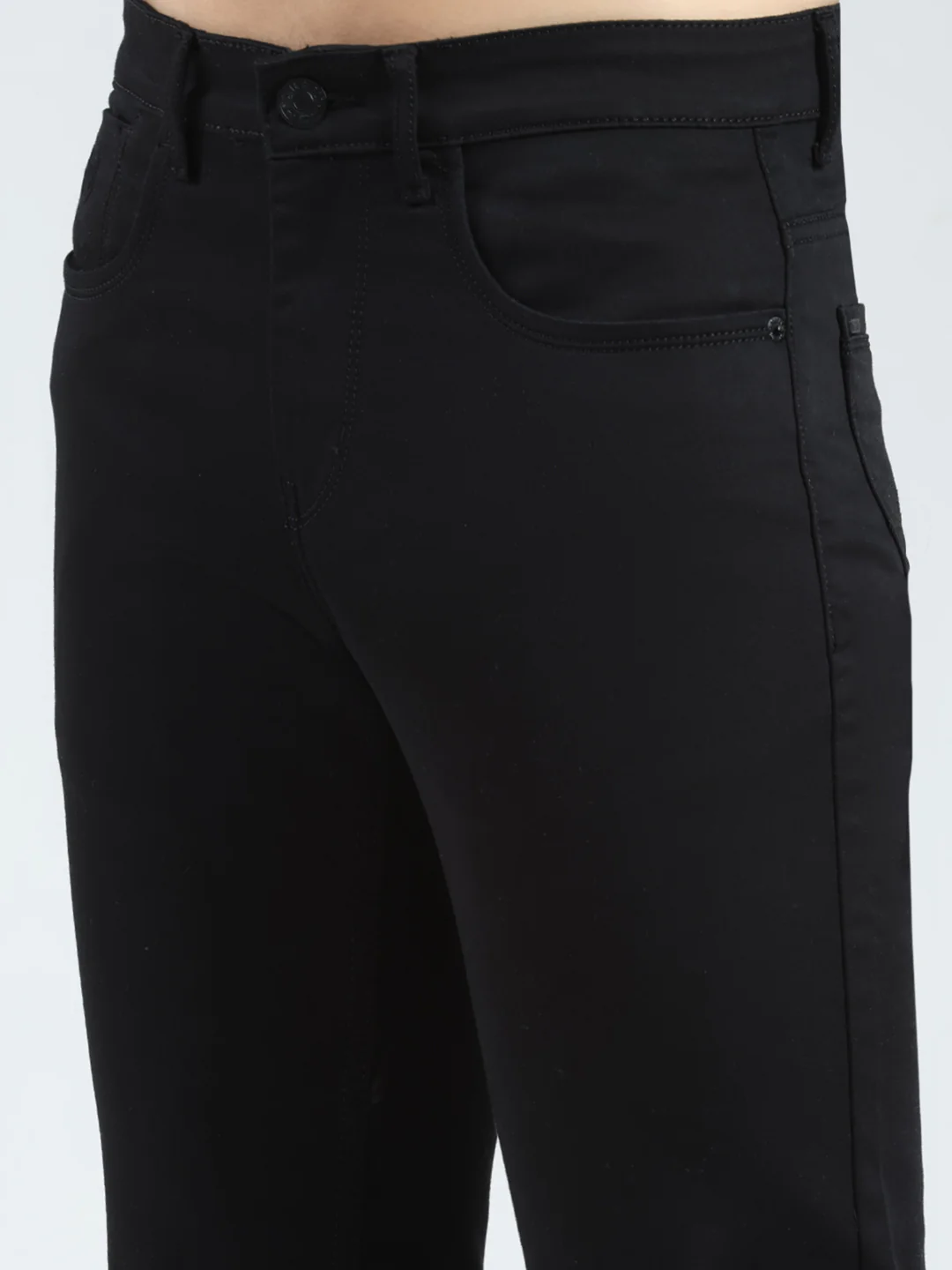 Men Black Solid Narrow Fit Denim - Image 6