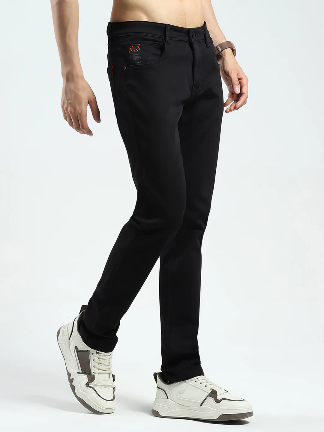 Men Black Solid Skinny Fit Denim - Image 4