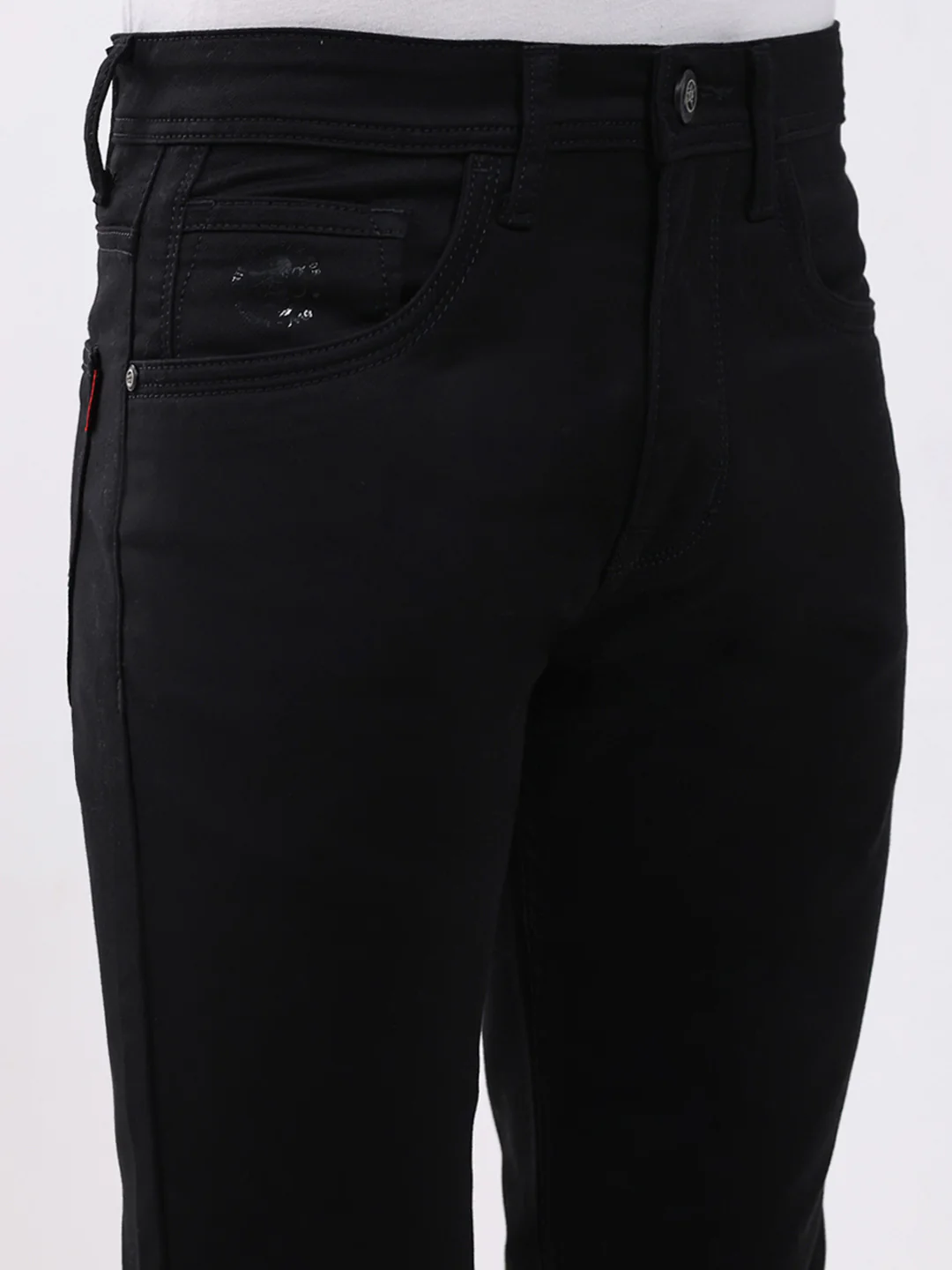 Men Black Solid Narrow Fit Denim - Image 6
