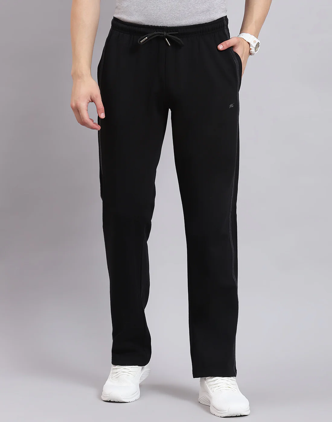 Men Black Solid Regular Fit Winter Lower