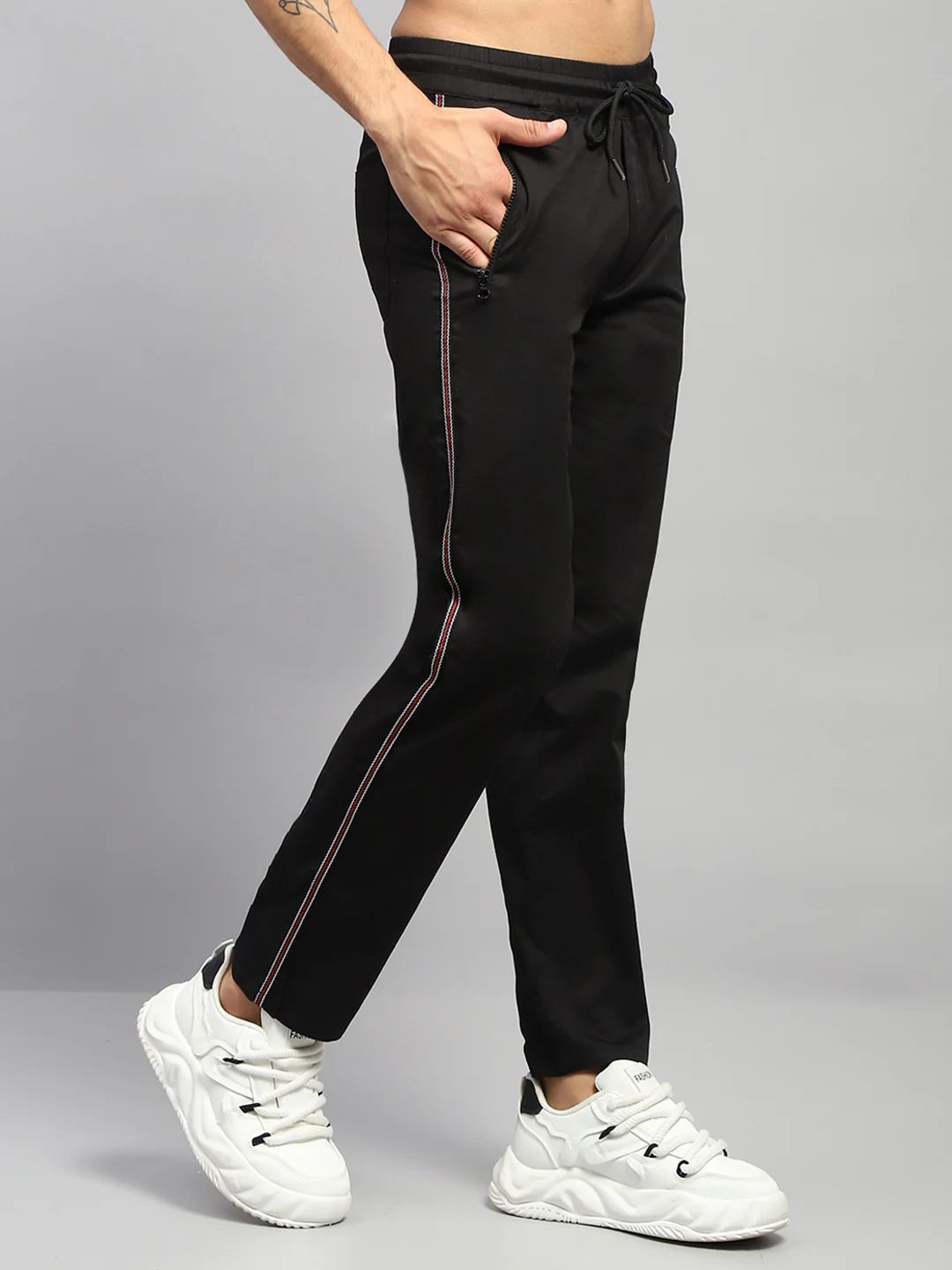 Men Black Solid Regular Fit Lower - Image 4