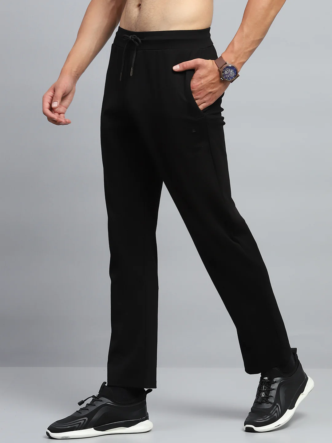 Men Black Solid Regular Fit Lower - Image 3