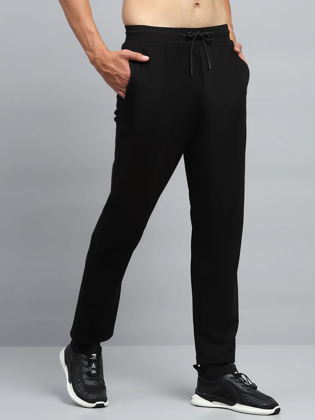 Men Black Solid Regular Fit Lower - Image 4