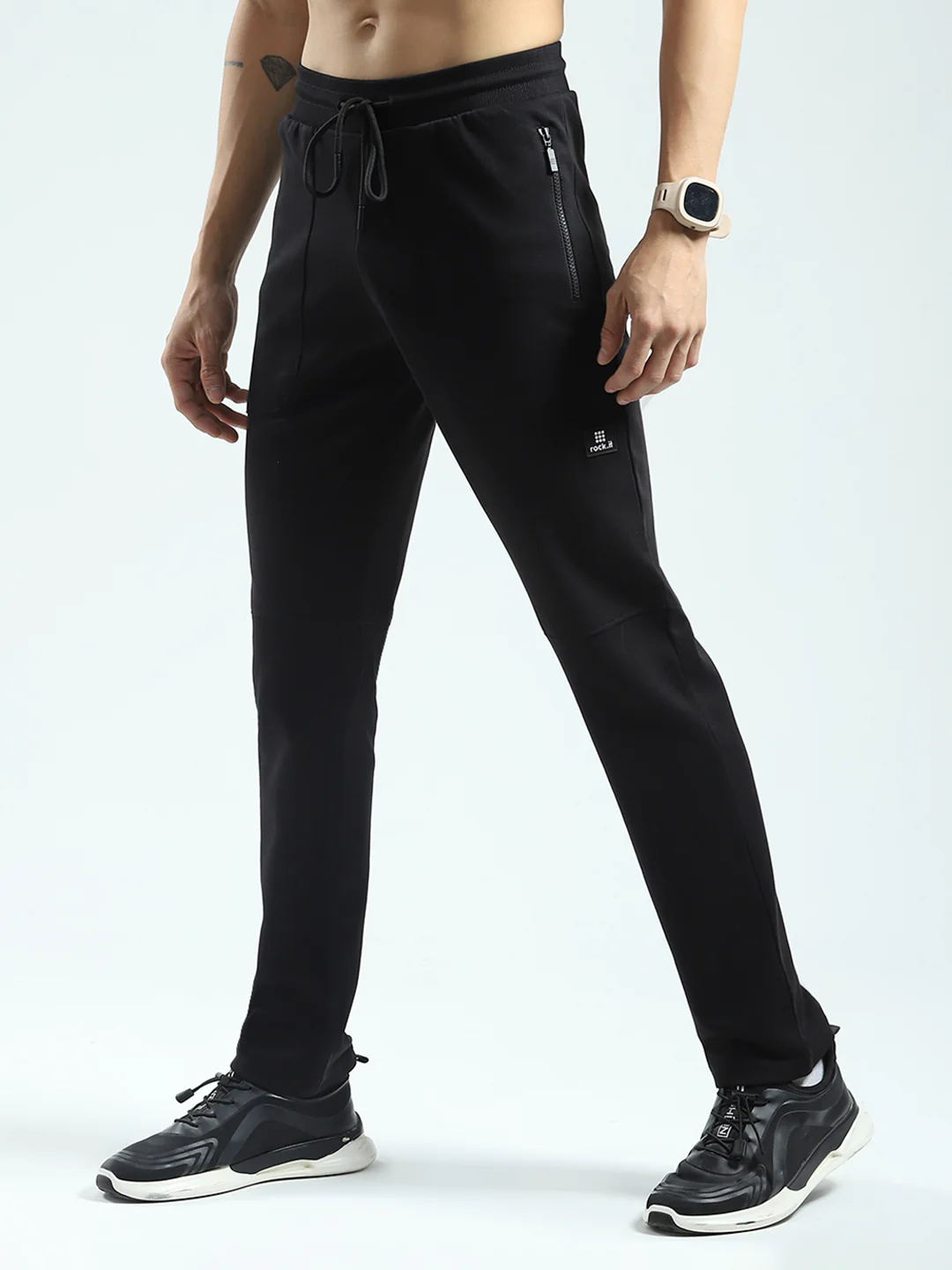Rock.it Men Black Solid Regular Fit Lower - Image 3