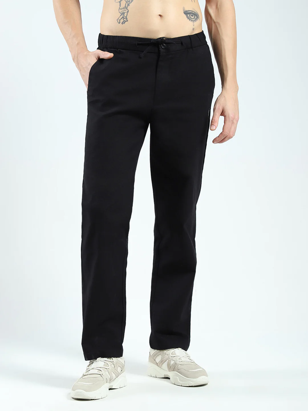Rock.it Men Black Solid Regular Fit Lower