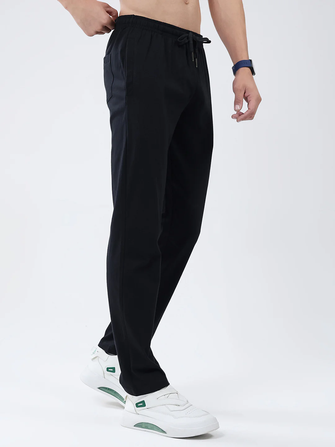 Men Black Solid Regular Fit Lower - Image 4