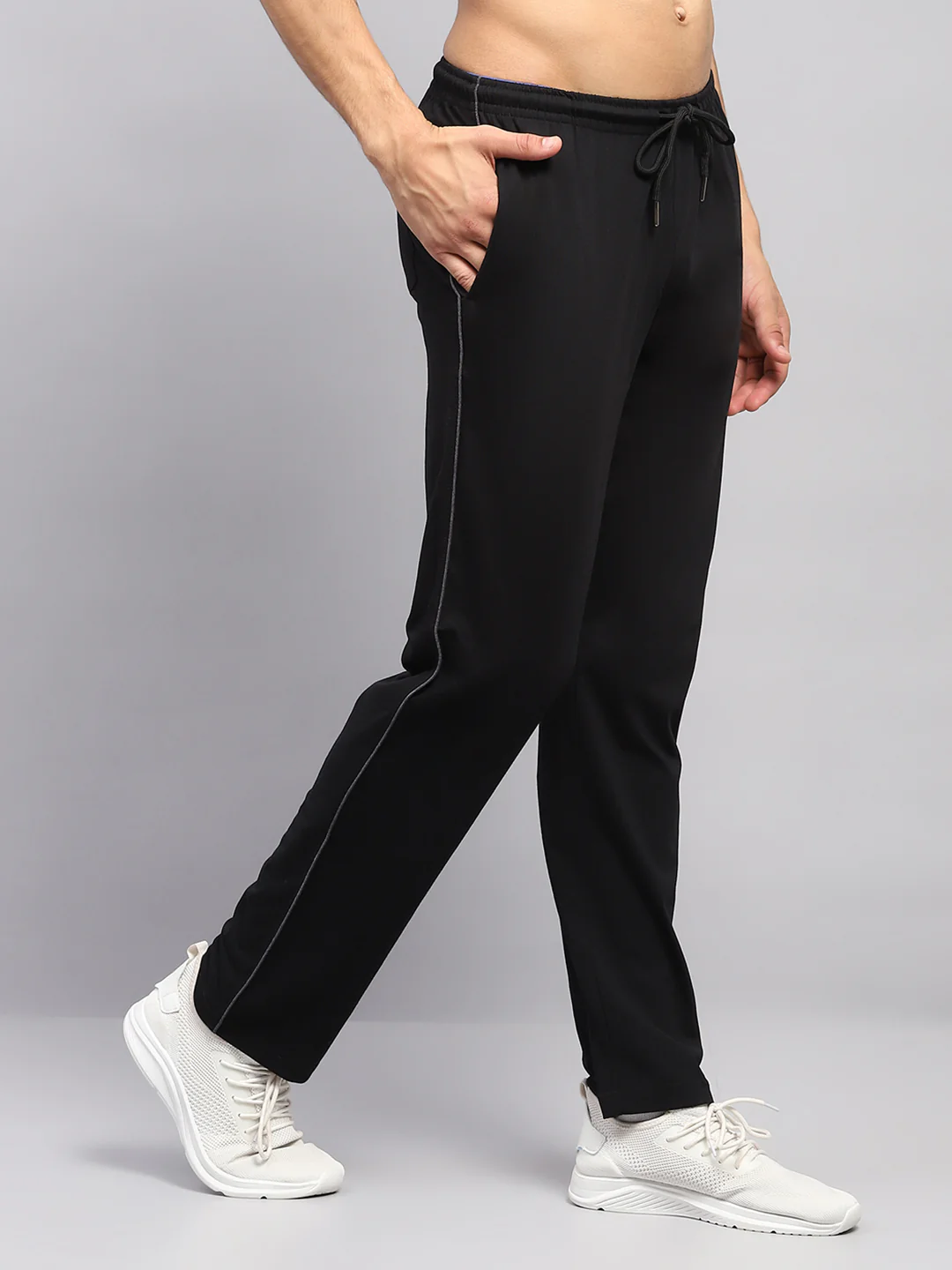 Men Black Solid Regular Fit Lower - Image 4
