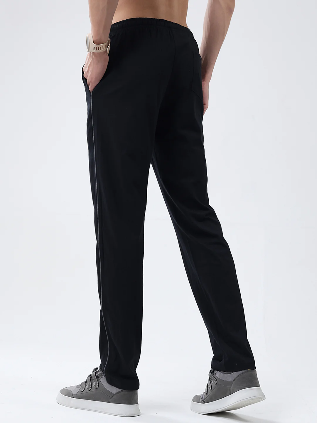 Men Black Solid Regular Fit Lower - Image 5