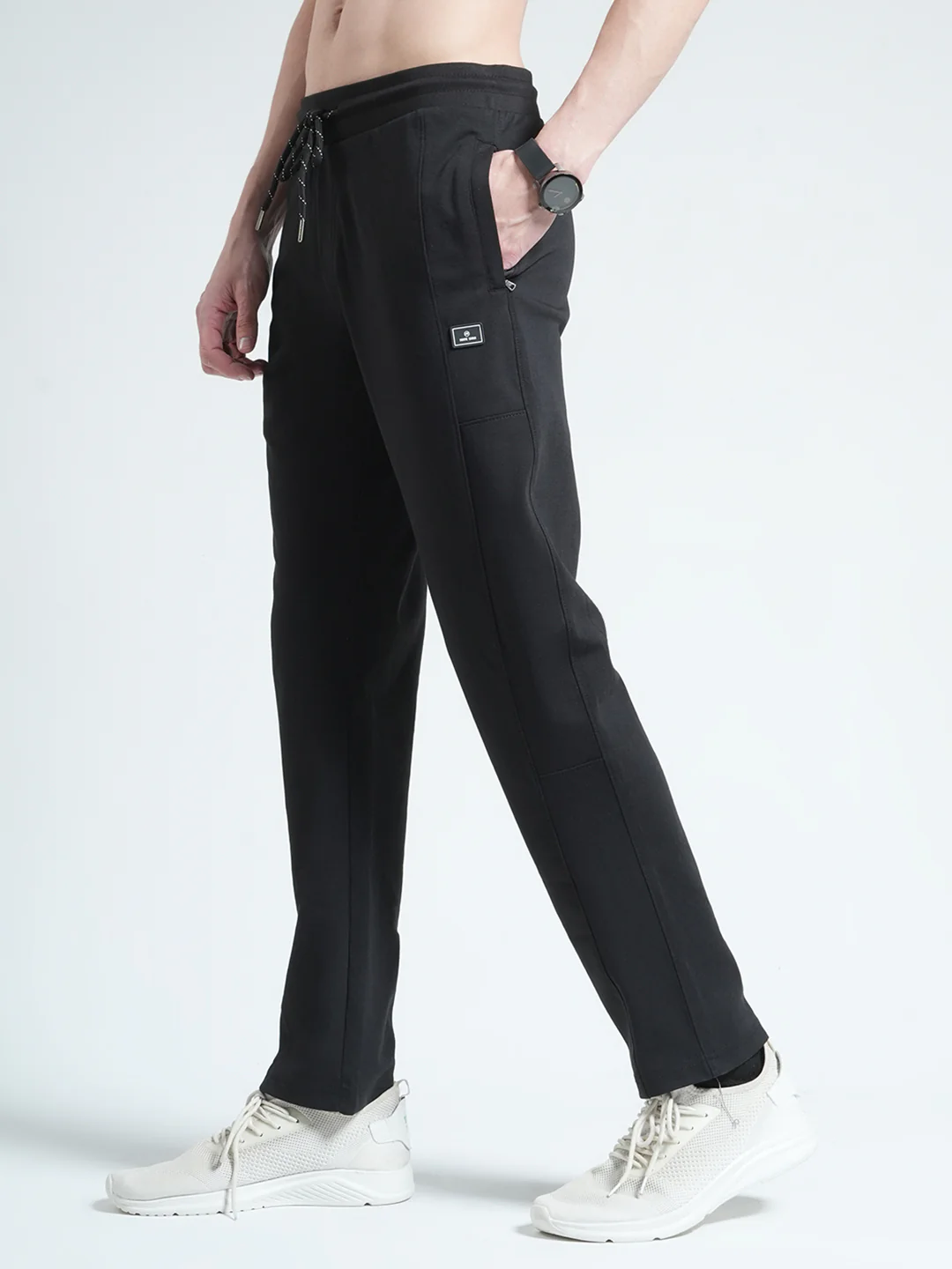 Men Black Solid Regular Fit Lower - Image 3