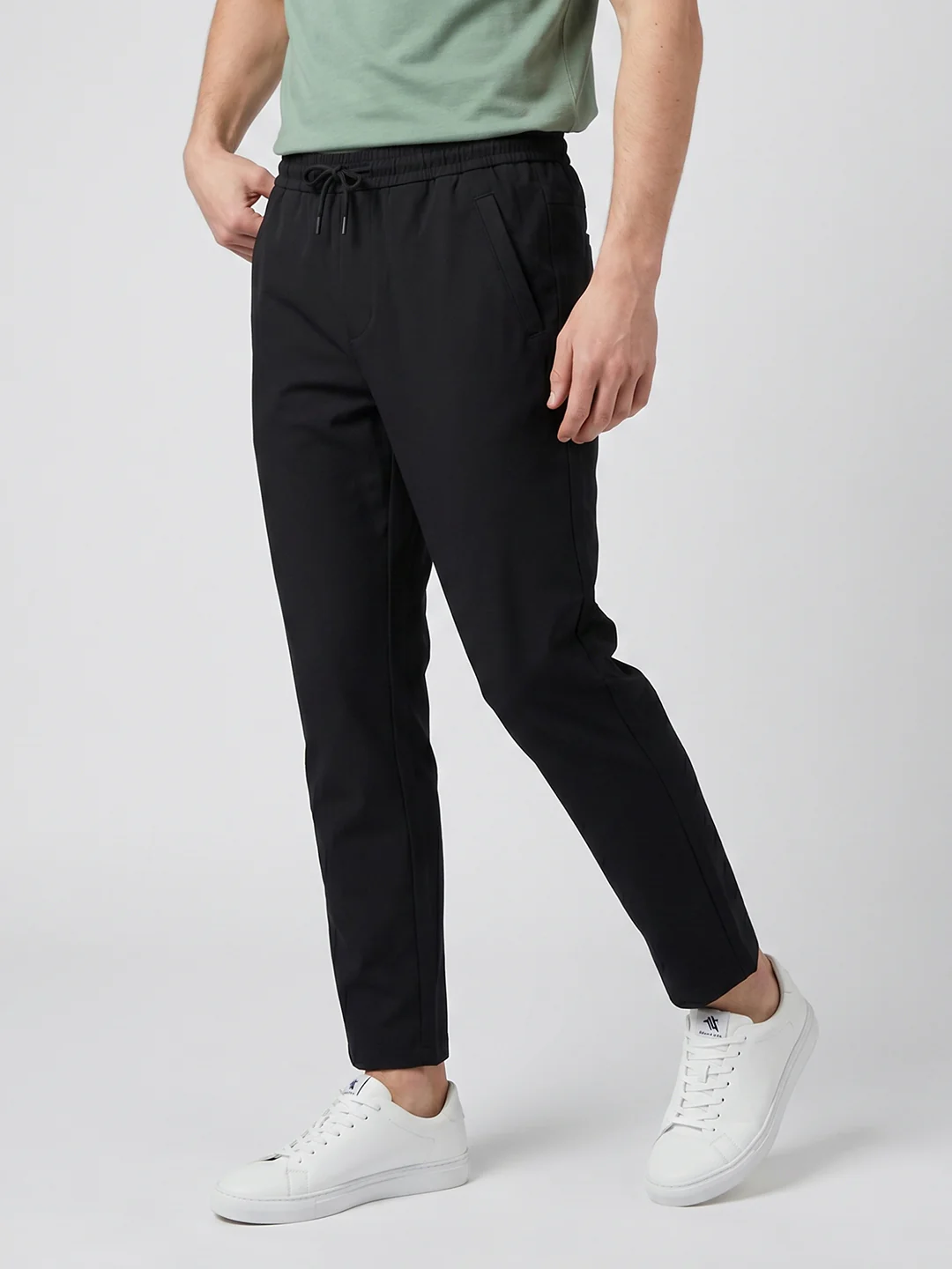 Men Black Solid Regular Fit Lower - Image 3