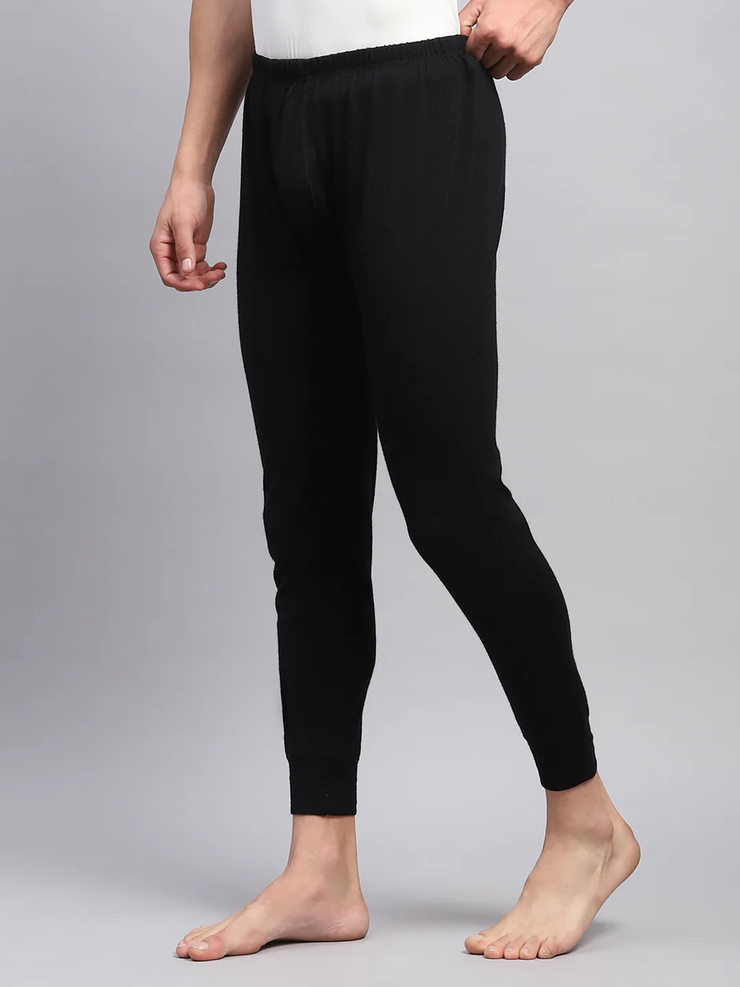 Men Black Solid Regular Fit Lower - Image 3