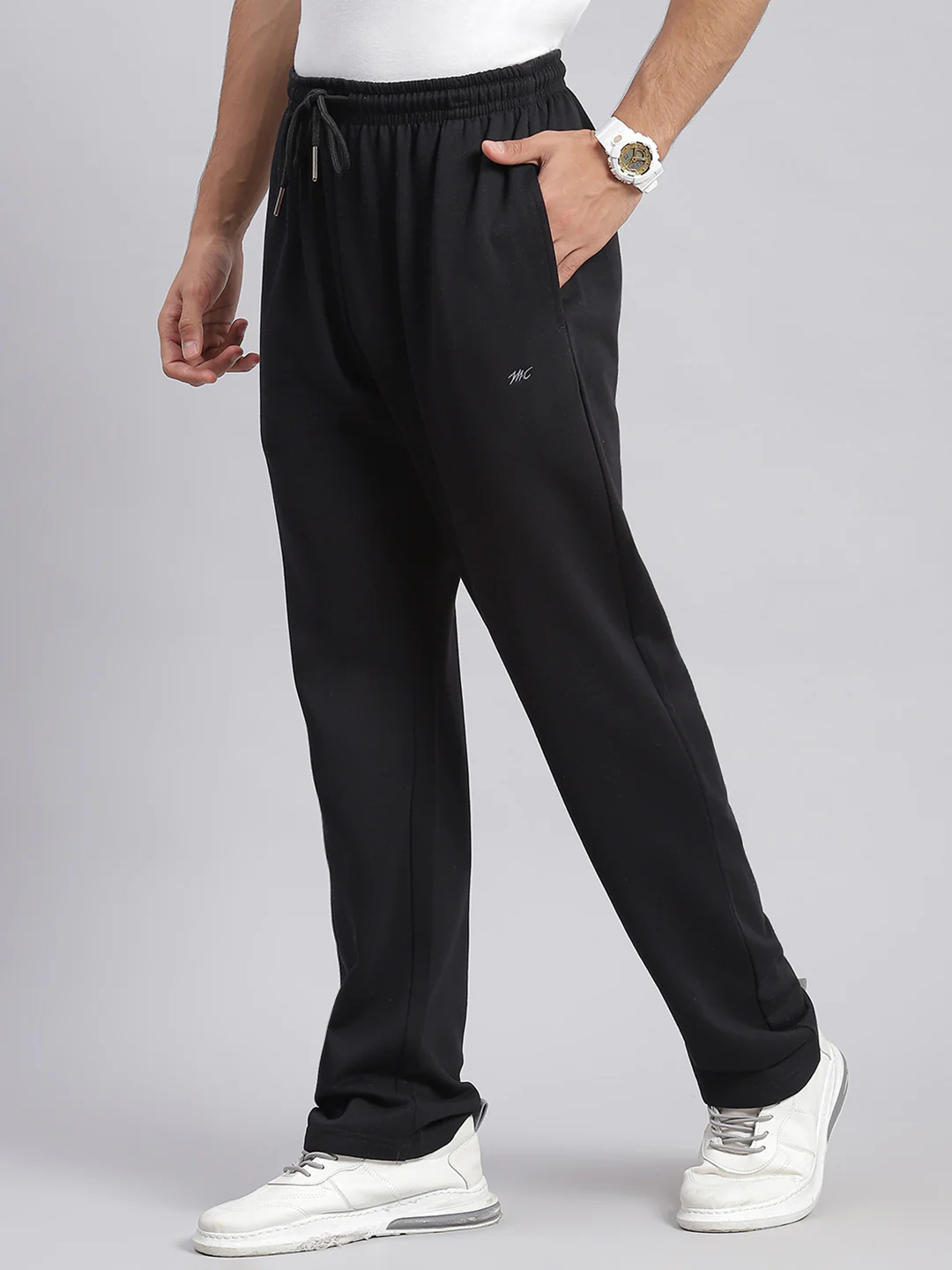 Men Black Solid Regular Fit Winter Lowers - Image 3