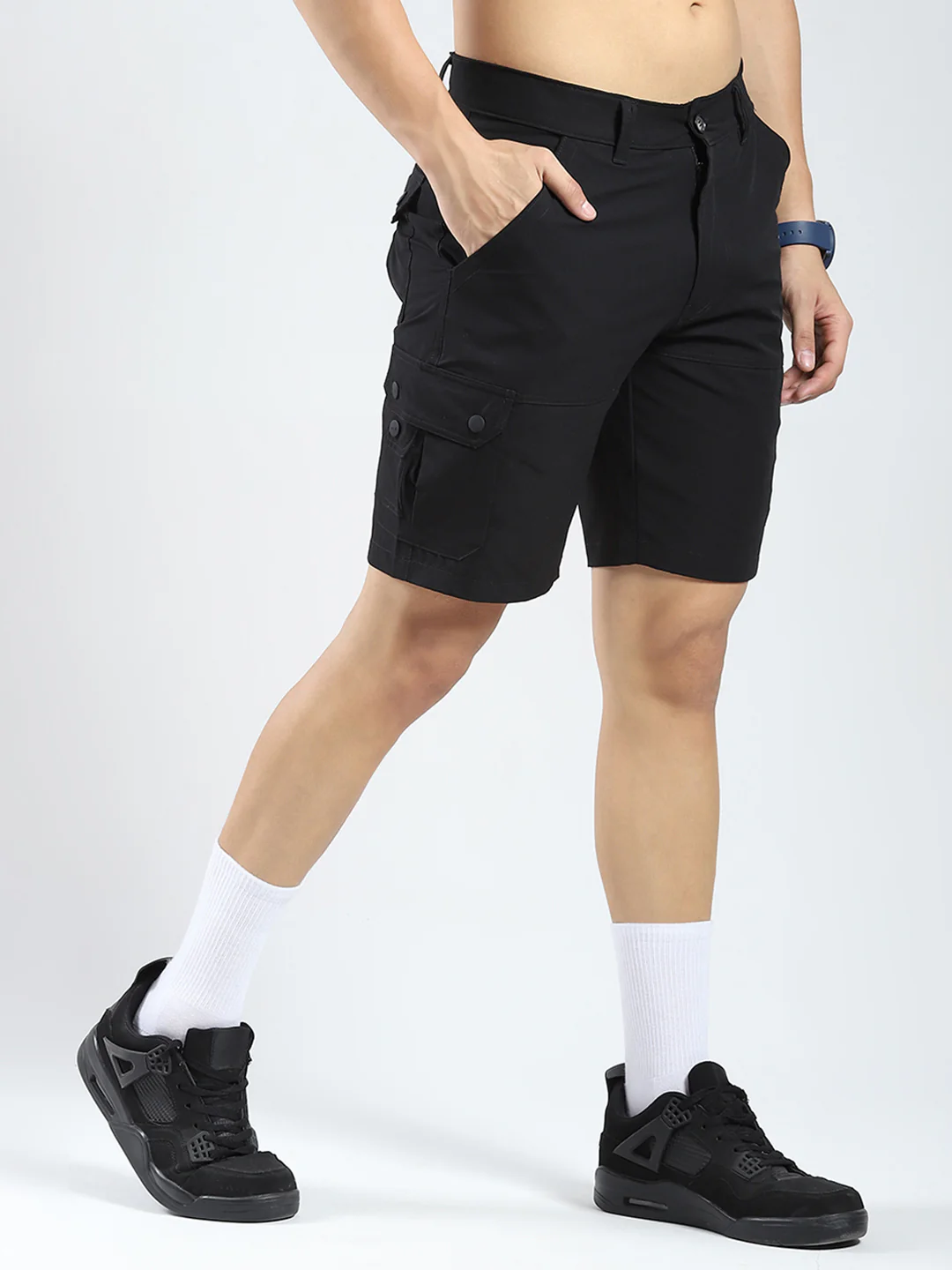 Rock.it Men Black Solid Regular Fit Shorts - Image 4