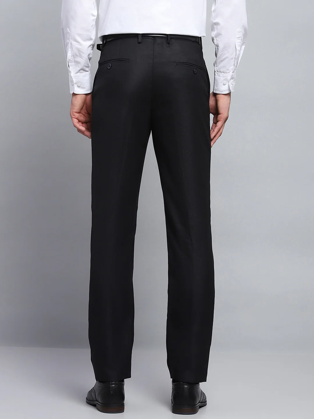 Men Black Solid Regular Fit Trouser - Image 5
