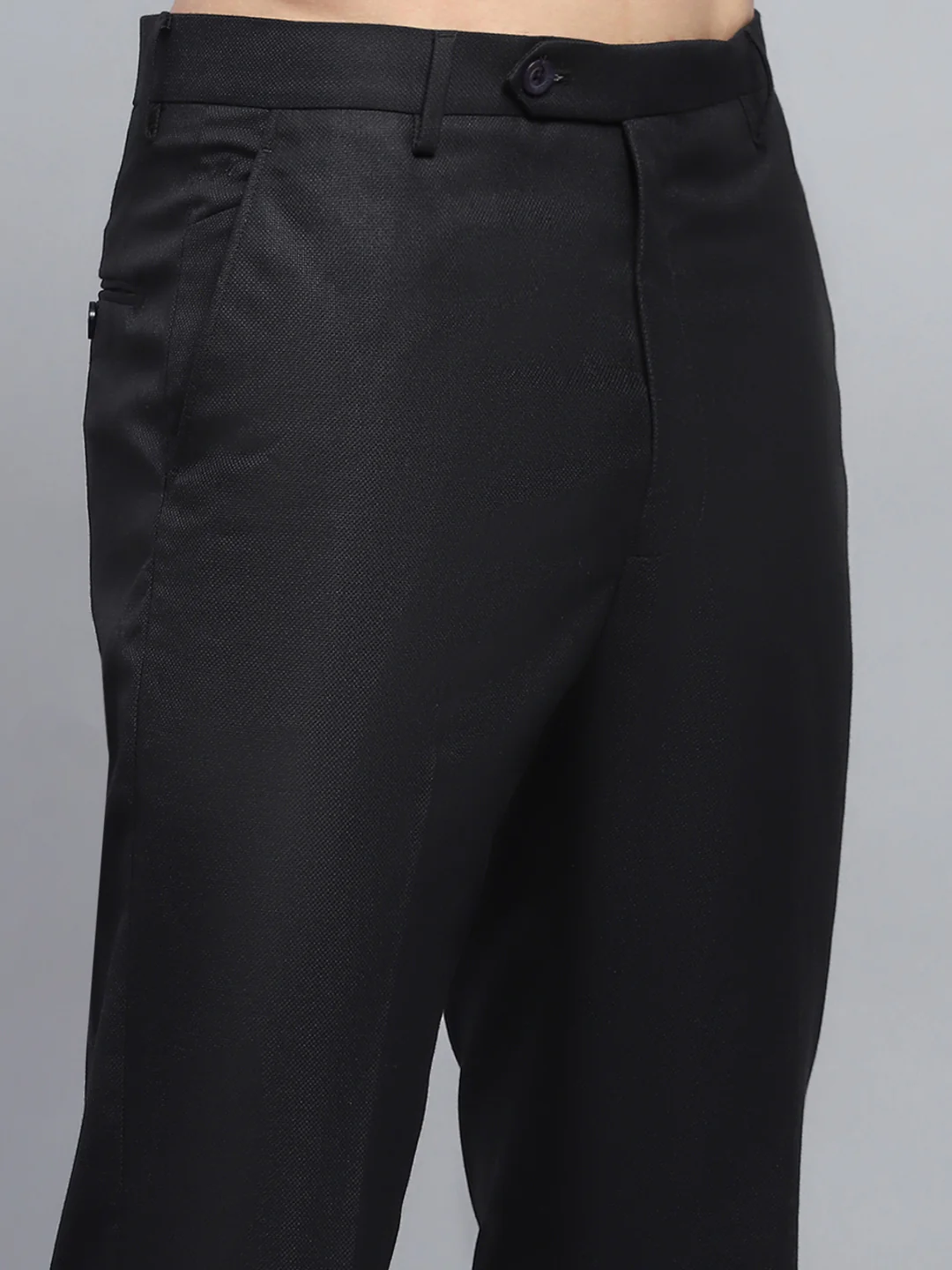 Men Black Solid Regular Fit Trouser - Image 6