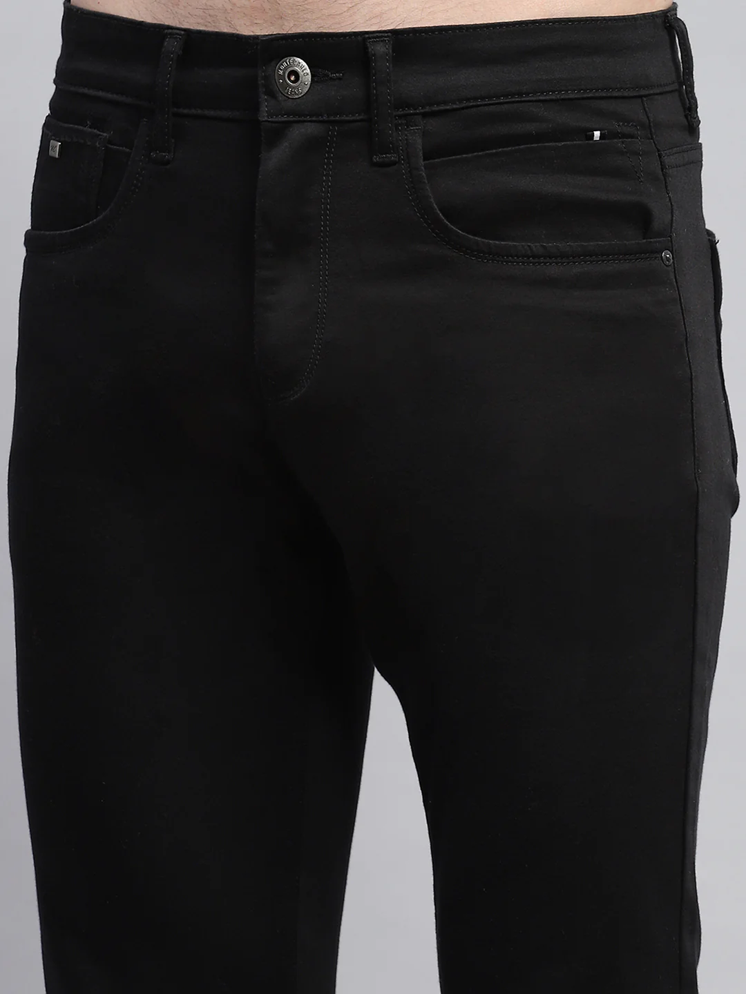 Men Black Solid Regular Fit Trouser - Image 6
