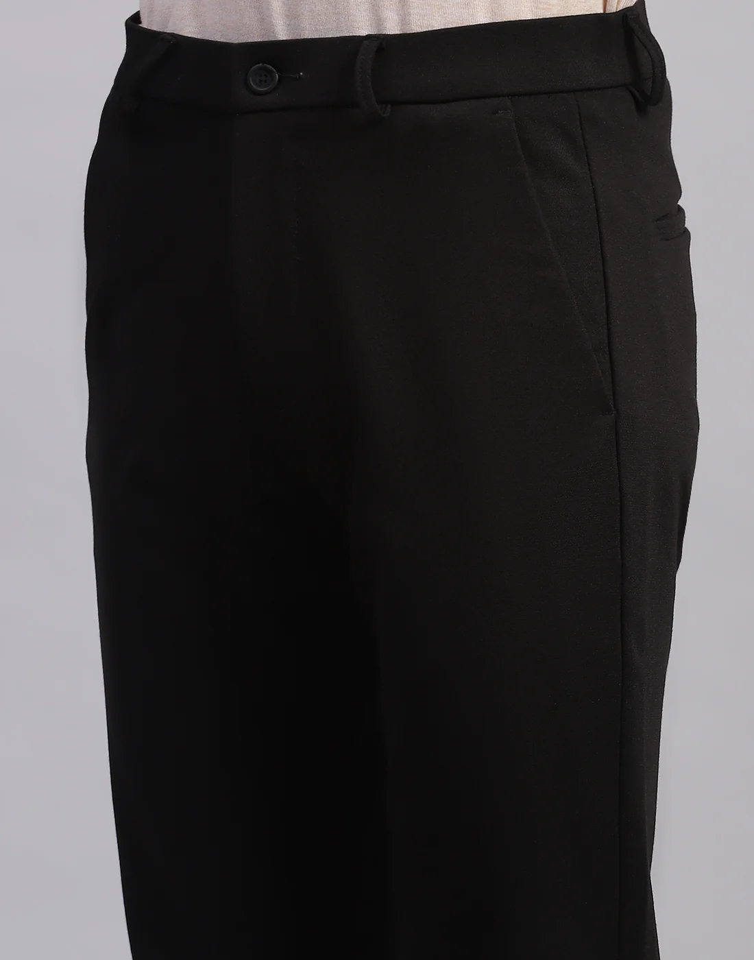 Men Black Solid Regular Fit Trouser - Image 6