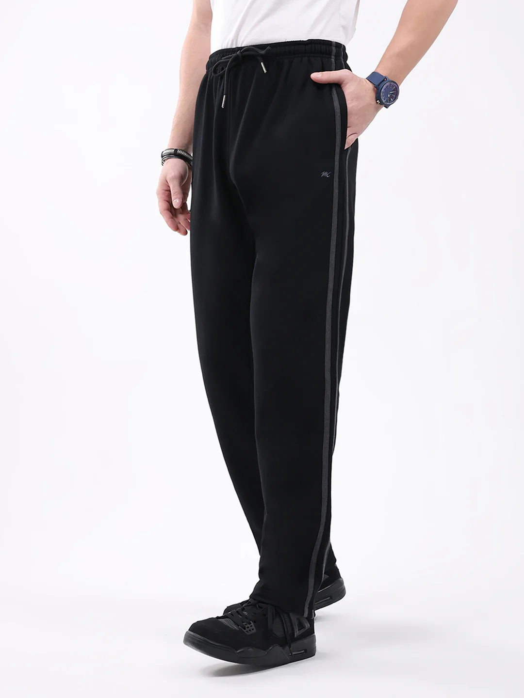 Men Black Solid Regular Fit Winter Lower - Image 3