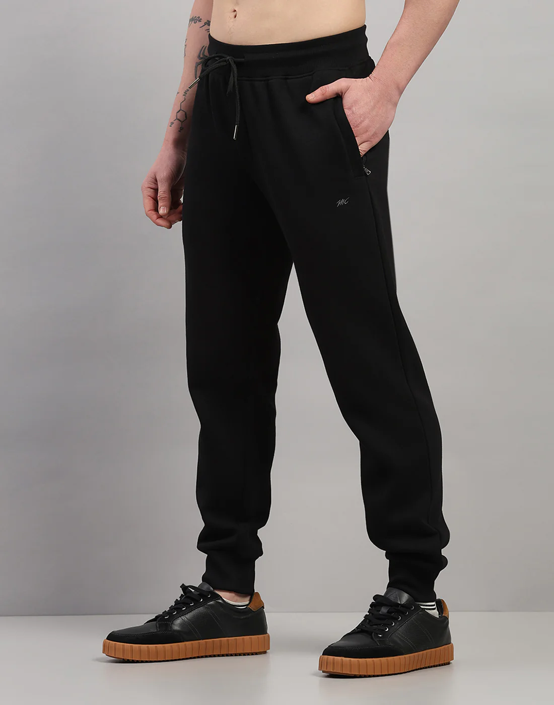 Men Black Solid Regular Fit Winter Lower - Image 2