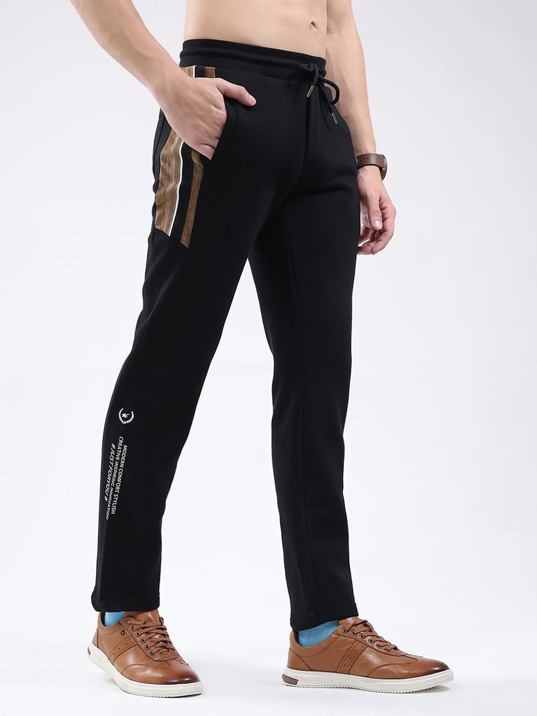 Men Black Solid Regular Fit Winter Lower - Image 4