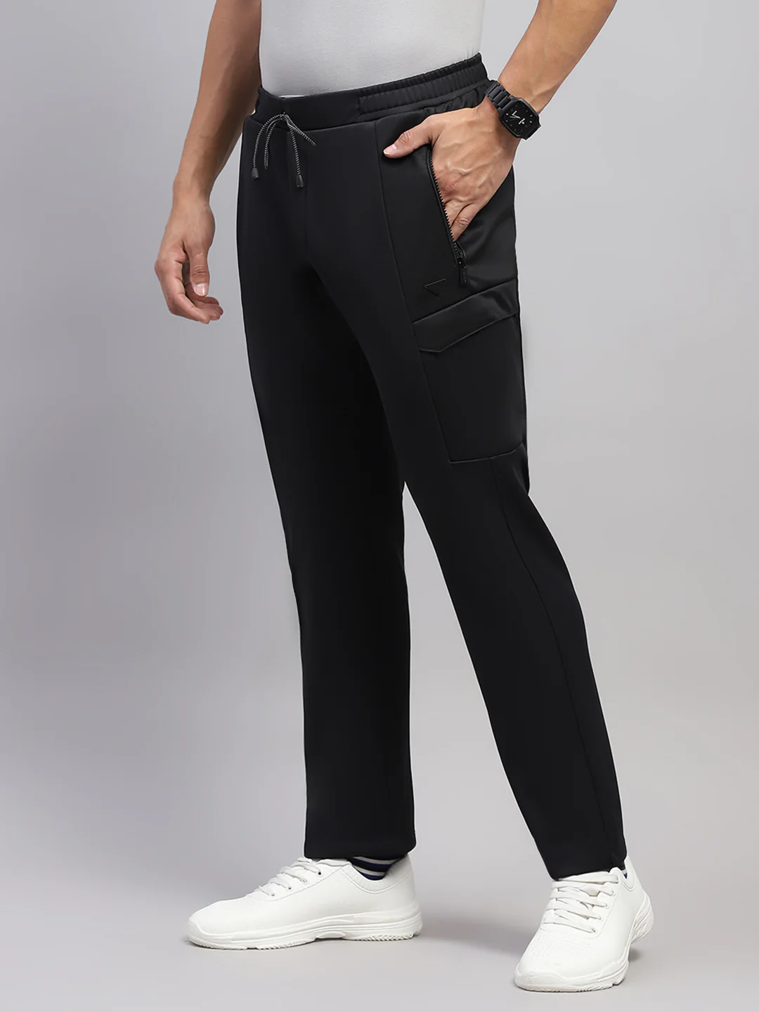 Men Black Solid Regular Fit Winter Lower - Image 3