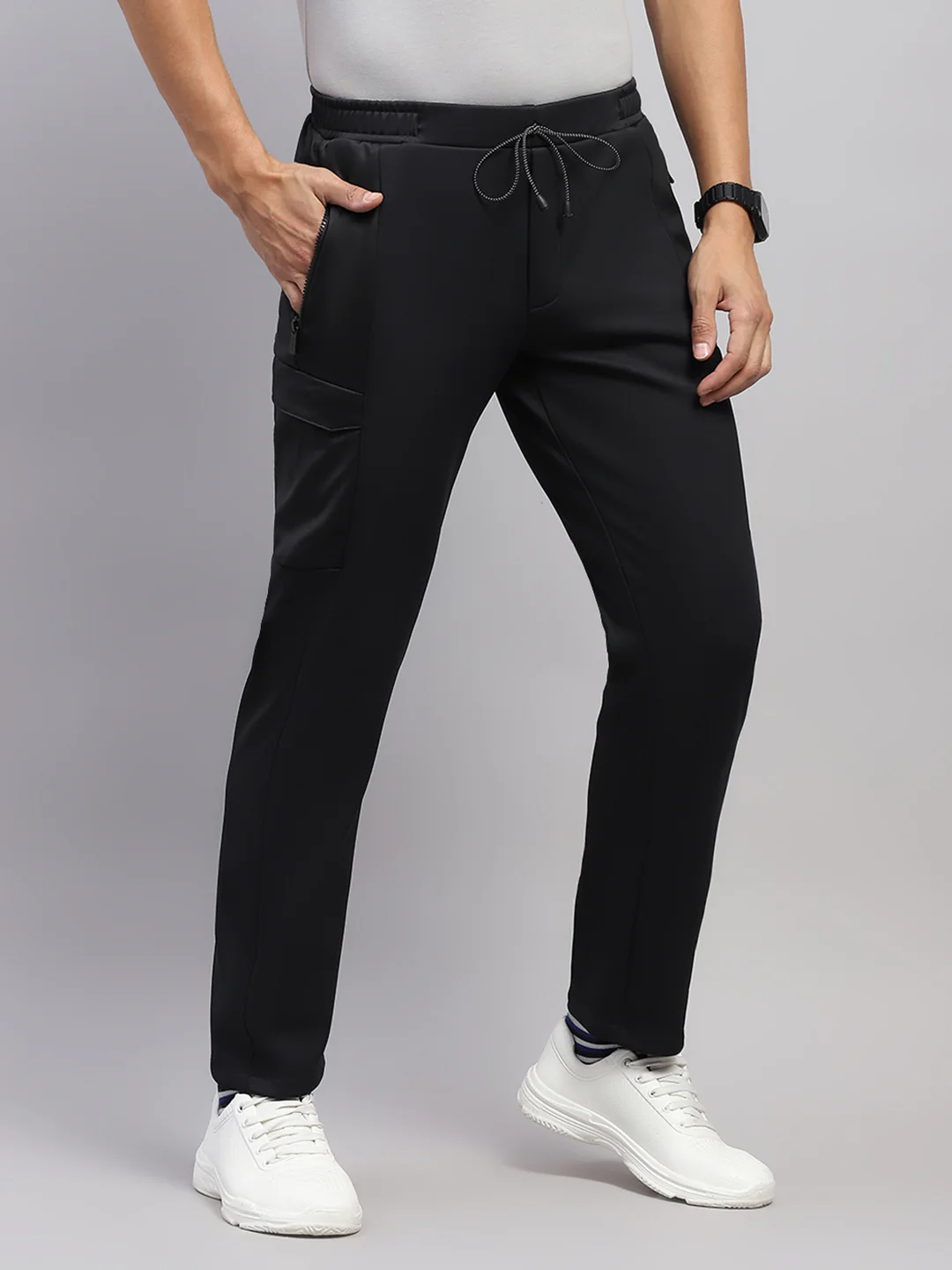 Men Black Solid Regular Fit Winter Lower - Image 4