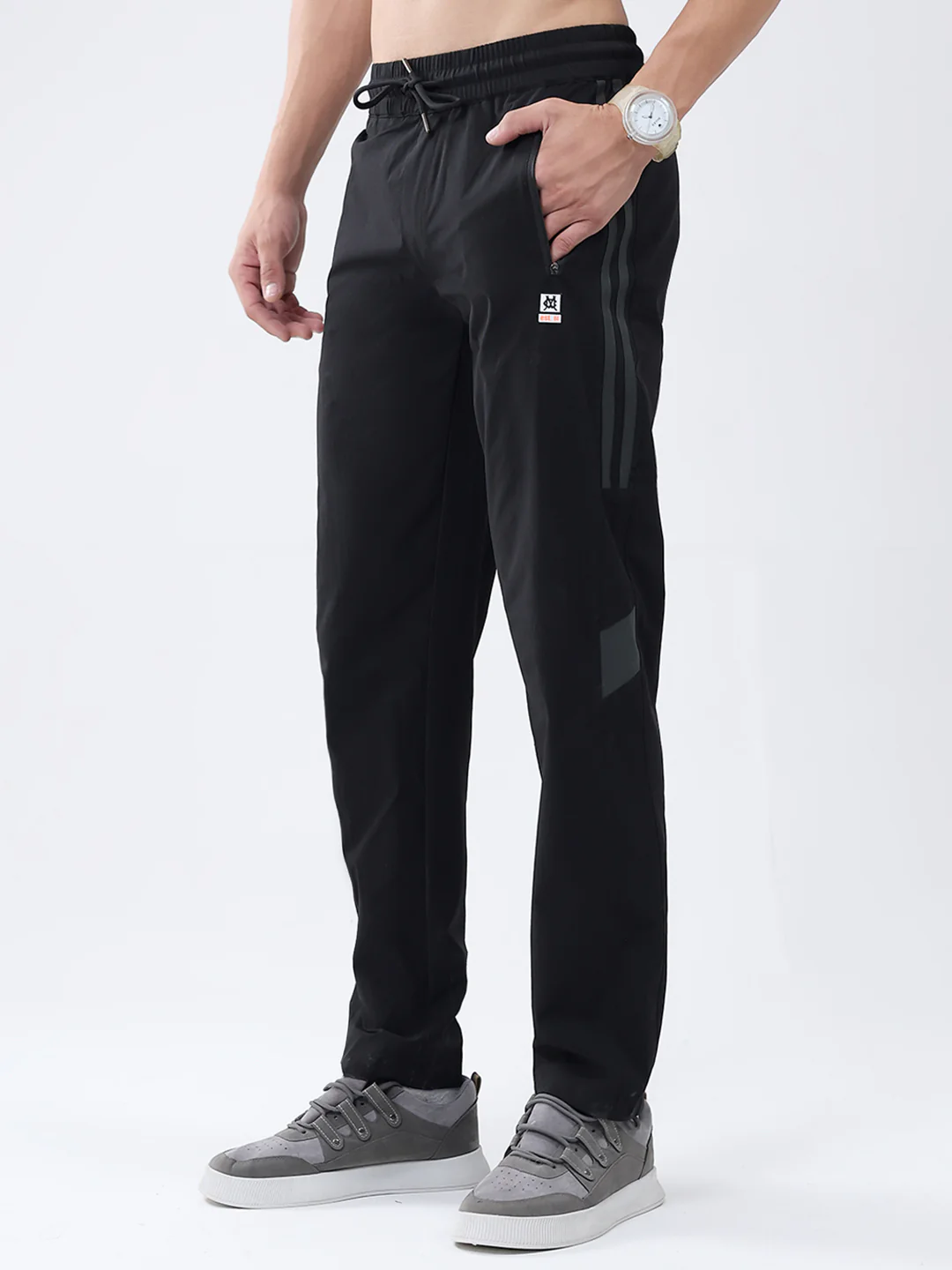 Men Black Solid Regular Fit Winter Lower - Image 3