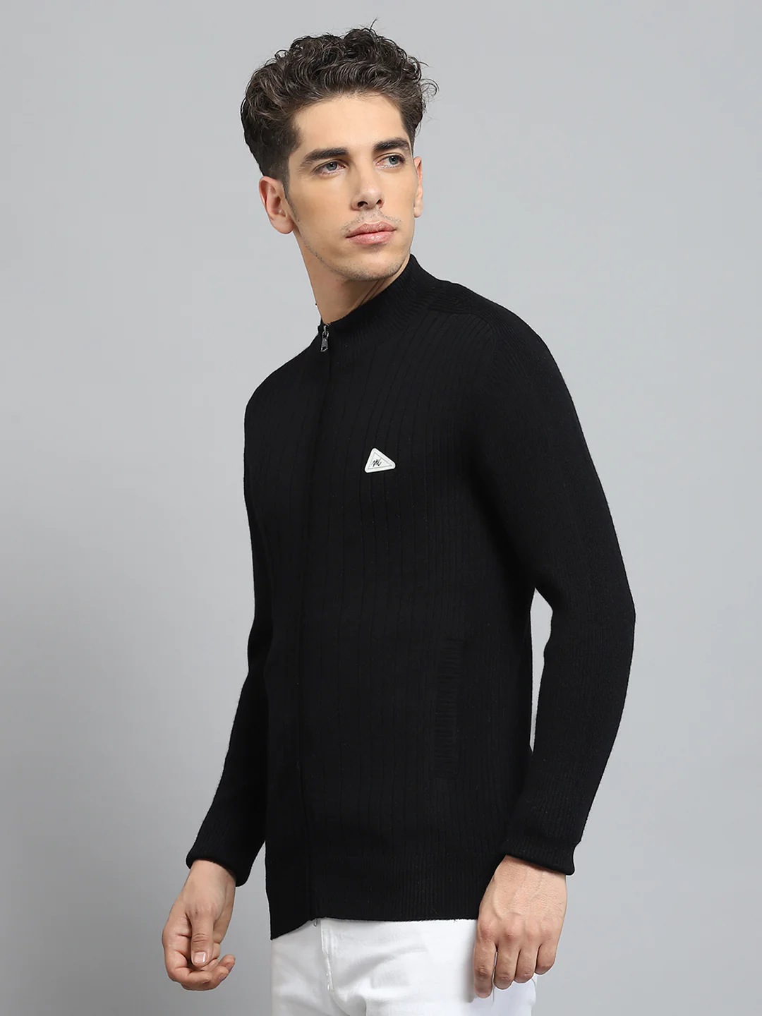 Men Black Solid Round Neck Full Sleeve Pullover - Image 3