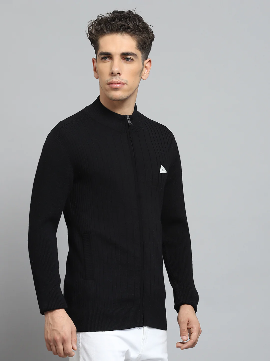 Men Black Solid Round Neck Full Sleeve Pullover - Image 4