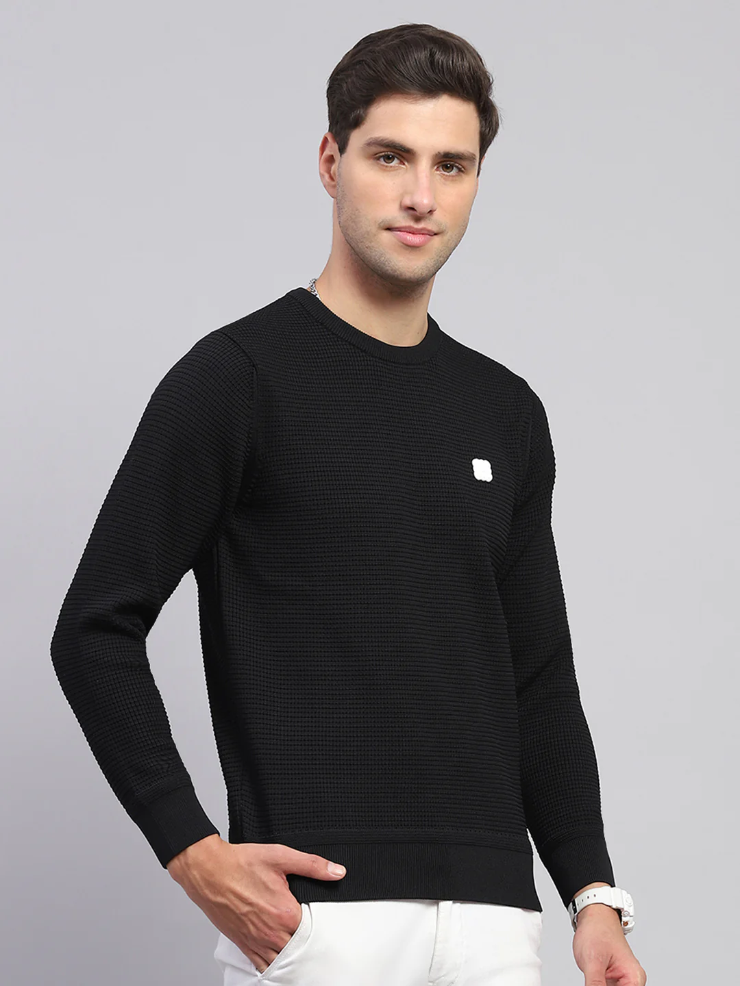 Rock.it Men Black Solid Round Neck Full Sleeve Pullover - Image 4