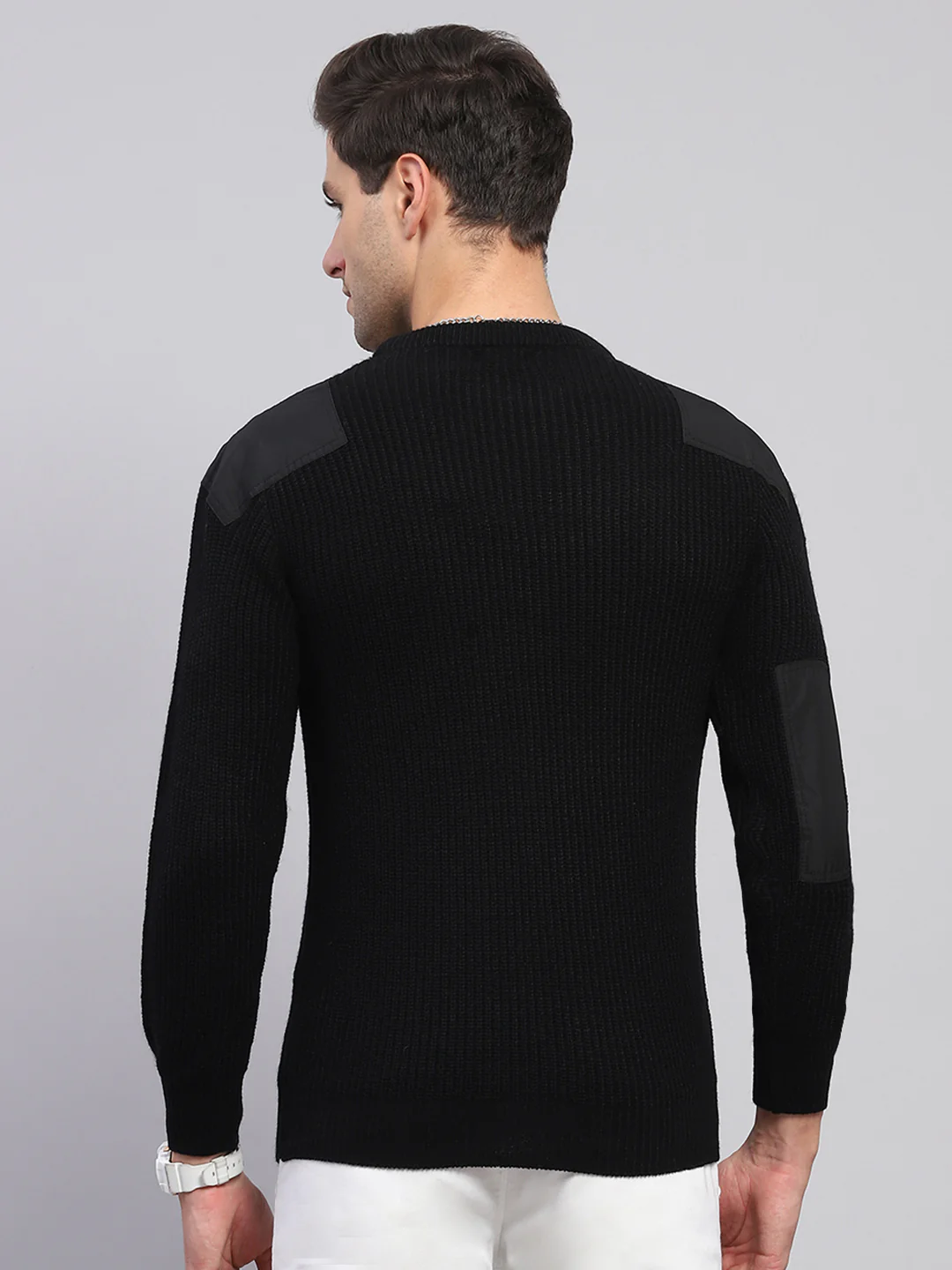 Rock.it Men Black Solid Round Neck Full Sleeve Pullover - Image 5