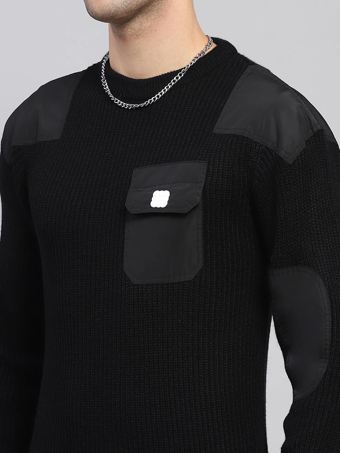 Rock.it Men Black Solid Round Neck Full Sleeve Pullover - Image 6
