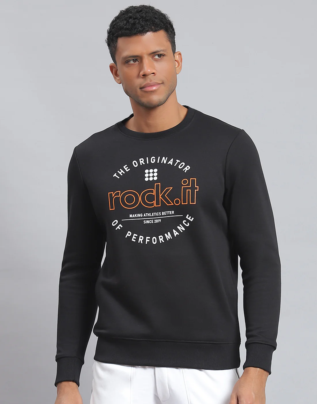 Rock.it Men Black Solid Round Neck Full Sleeve Sweatshirt - Image 3