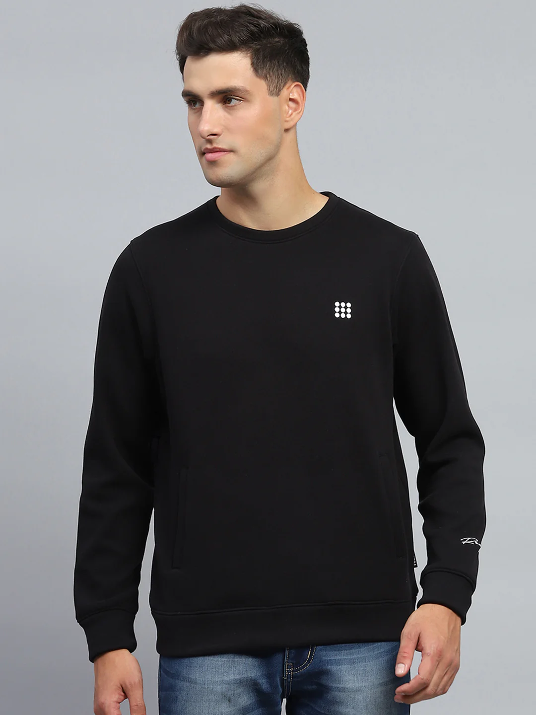 Rock.it Men Black Solid Round Neck Full Sleeve Sweatshirt - Image 2