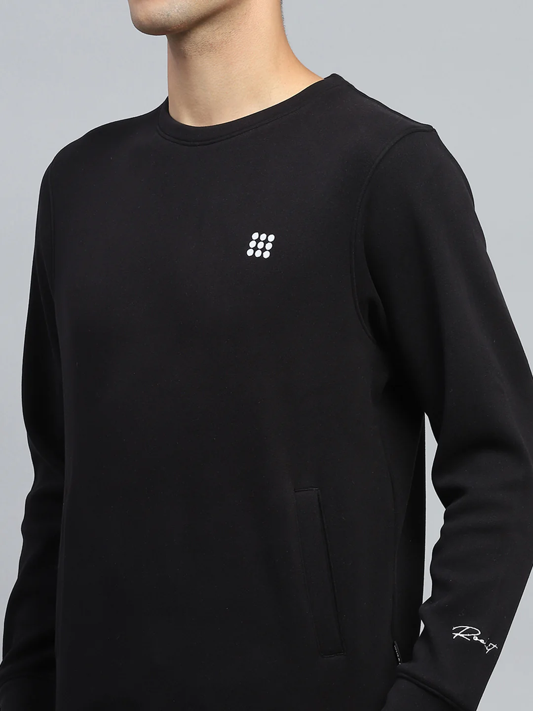 Rock.it Men Black Solid Round Neck Full Sleeve Sweatshirt - Image 6