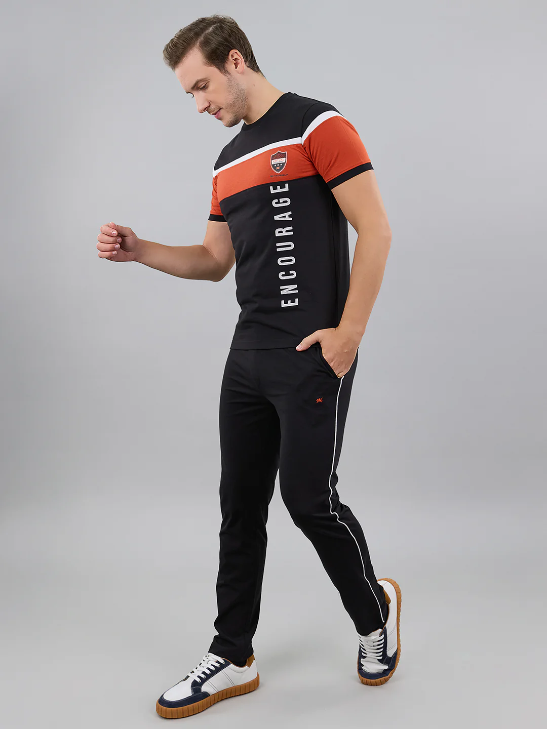 Men Black Solid Round Neck Half Sleeve Lower Set - Image 4