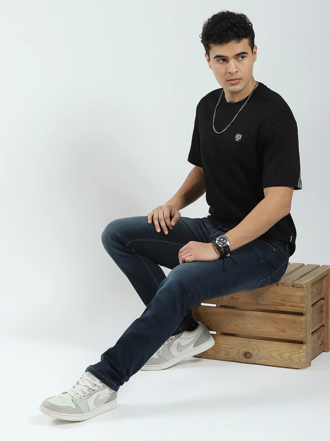 Rock.it Men Black Solid Round Neck Half Sleeve T-Shirt - Image 2