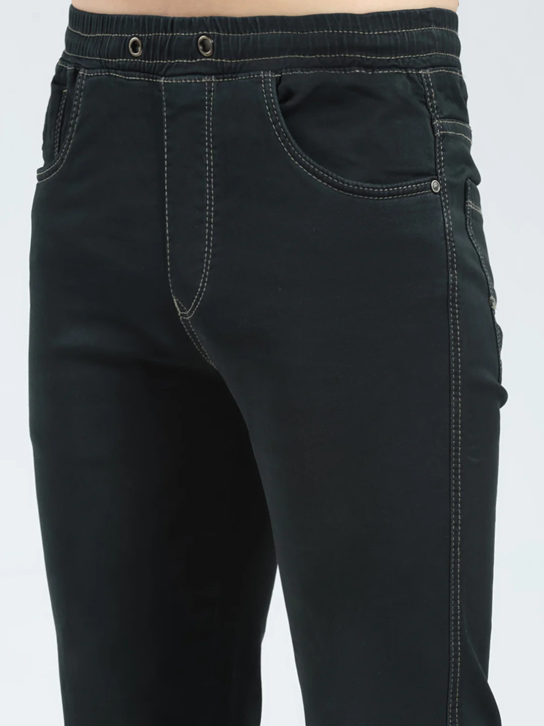 Men Black Solid Slim Fit Denim - Image 6
