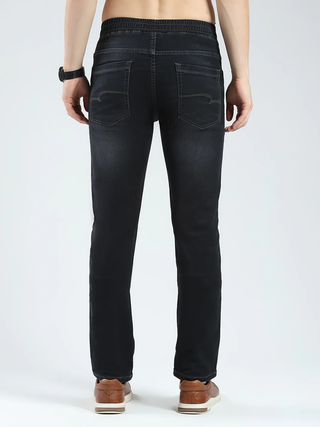 Men Black Solid Slim Fit Denim - Image 5