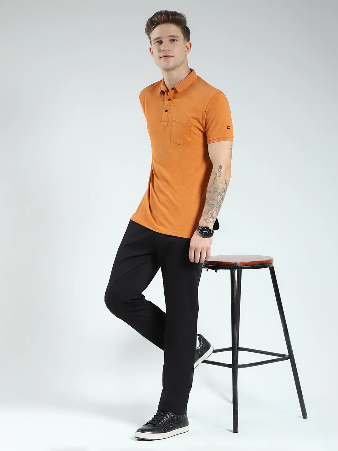 Men Black Solid Slim Fit Trouser - Image 2