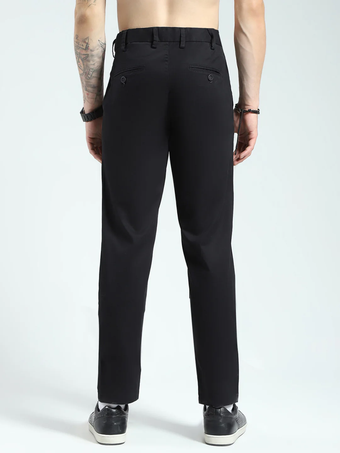 Men Black Solid Slim Fit Trouser - Image 5
