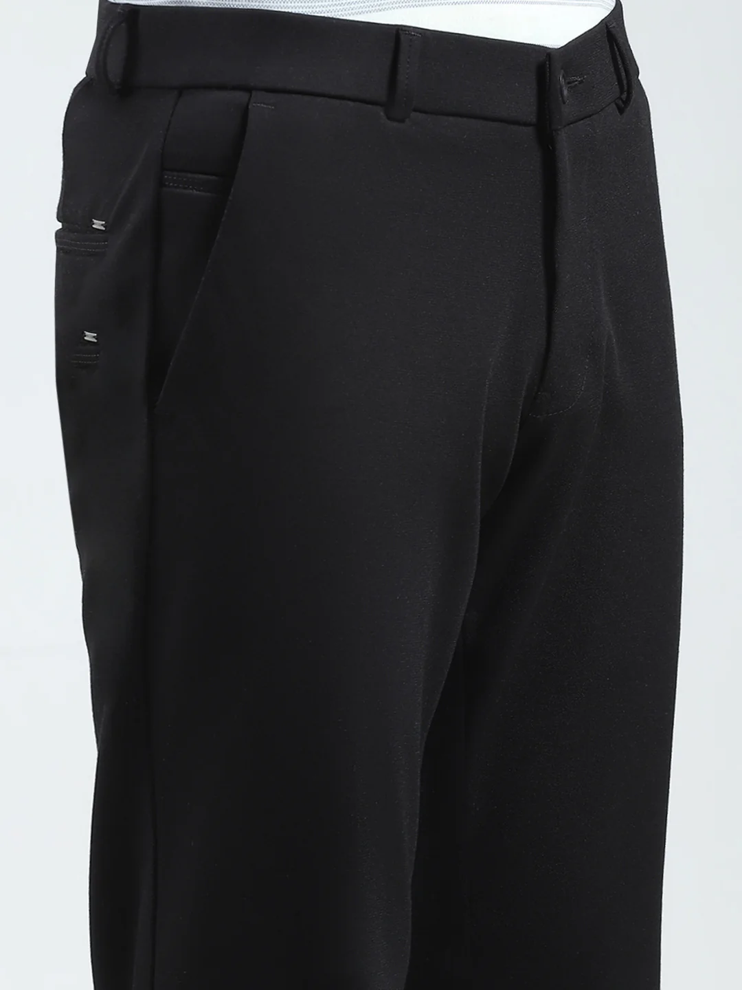 Men Black Solid Slim Fit Trouser - Image 6