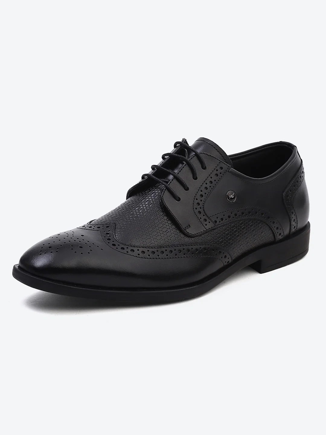 Men Black Lace Up Genuine Leather Formal Brogues - Image 2